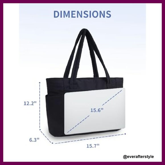 Puffer Tote Bag with Cup Holder Laptop Compartment Trolley Sleeve Travel Work - Picture 6 of 8